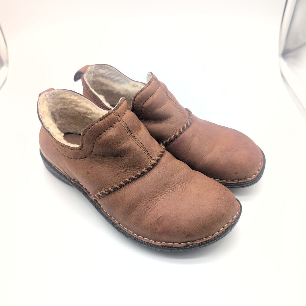 Ugg Leather Sheepskin Slip On Mules Clogs Rubber Sole Women's 7